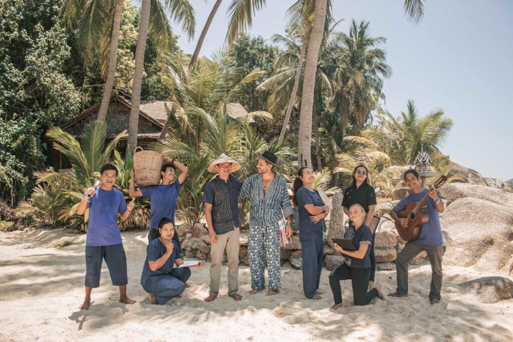 Guillaume Brachet with the SOWK Resort team on the beach